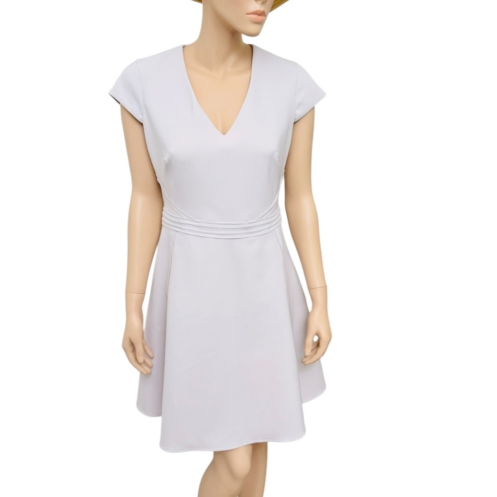 REISS Women’s Fit & Flare Dress V-Neck Short Sleeve Gray Size US 8 EU 40